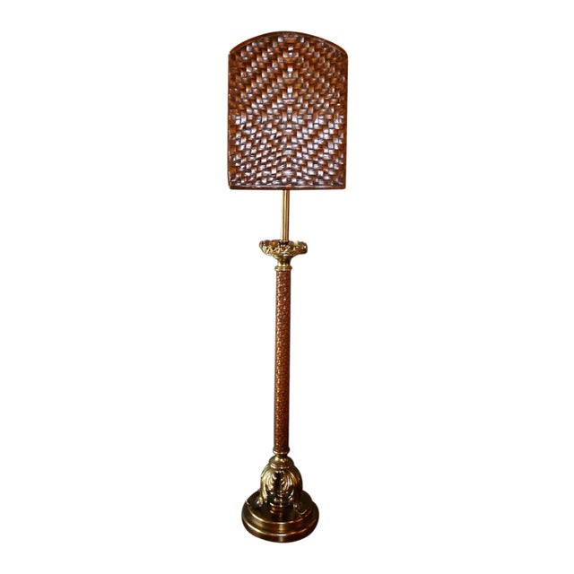 Leather Torch Table Lamp For Sale