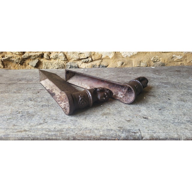 Cast Iron Andirons, 1890s, Set of 2 For Sale - Image 4 of 6