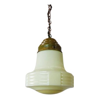 1930s Art Deco Milk Glass Pendant Light For Sale