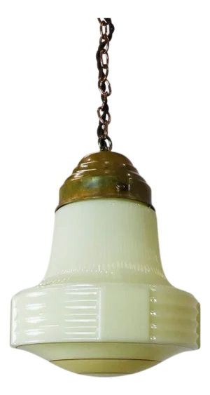 1930s Art Deco Milk Glass Pendant Light