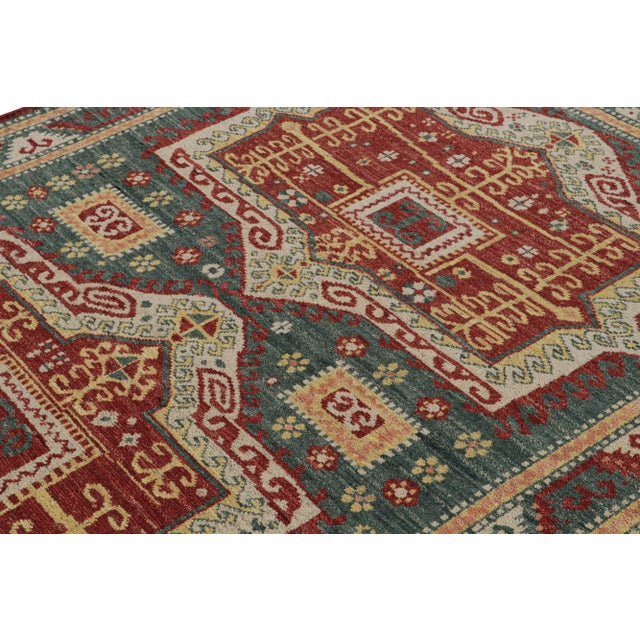 Rug & Kilim Rug & Kilim’s Modern Kazak Style Rug With Geometric Patterns and Medallions For Sale - Image 4 of 7