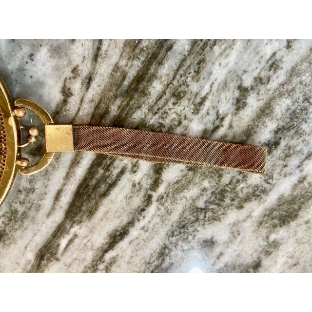 Gold 1920s Whiting & Davis Gold Beaded Bag With Mesh Wristlet For Sale - Image 8 of 12