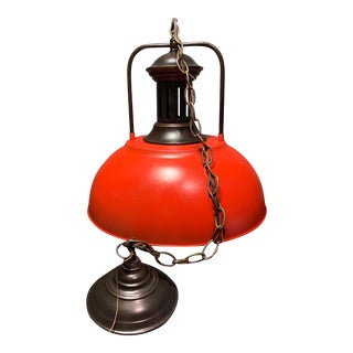 Vintage Red Bronze Blue Industrial Metal Pendant Lamp With Edison Bulb For Sale