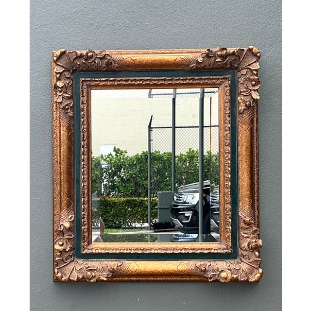 Wood Vintage Gilt Tipped Beveled Mirror For Sale - Image 7 of 12