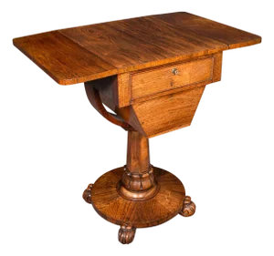 Antique Ladies Work Table, English, Drop-Leaf, Sewing, Games, William Iv, c.1835