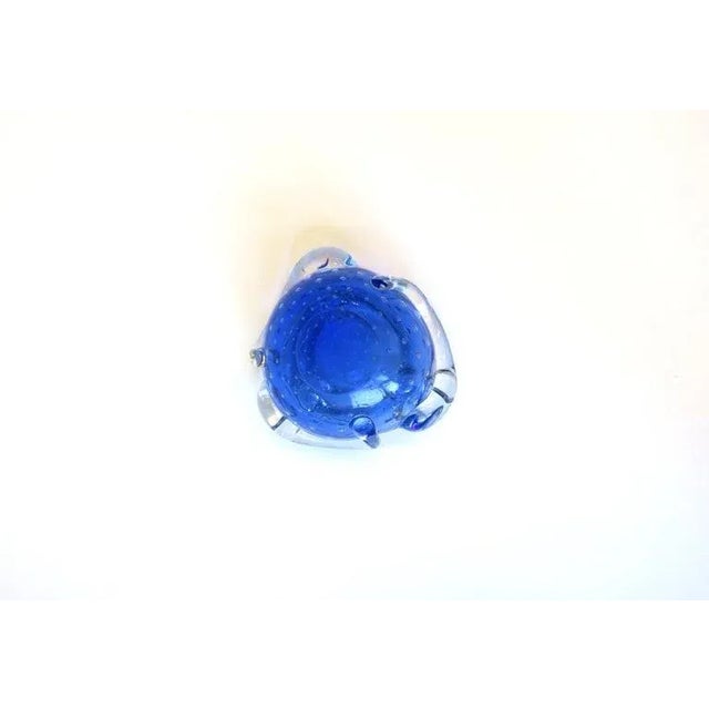 Italian Murano Blue Art Glass Ashtray or Bowl For Sale - Image 10 of 11