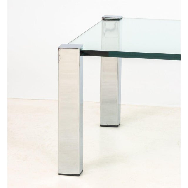 Italian Chrome and Glass Top Coffee Table For Sale - Image 4 of 7