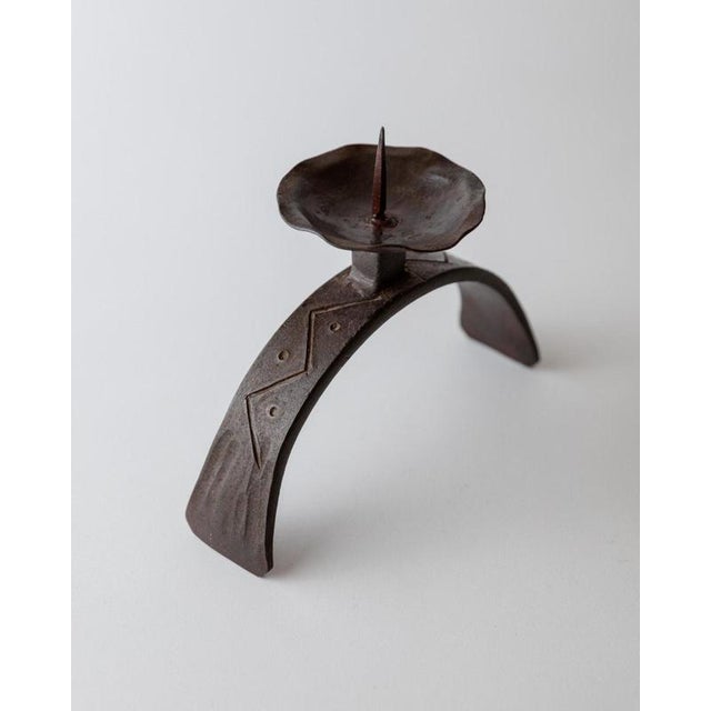 Mid-Century Sculptural Hand-Forged Iron Candleholder, 1960s For Sale - Image 9 of 12