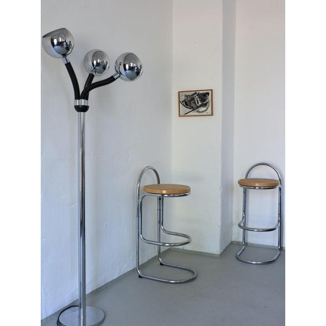 Silver Tubular Chrome and Cane Bar Stools, 1970s, Set of 2 For Sale - Image 8 of 9