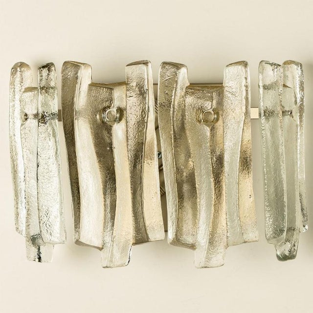 Textured Ice Glass Chrome Wall Lights attributed to J. T. Kalmar for Kalmar, 1970 For Sale - Image 10 of 11