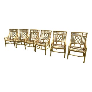 1960s Rattan Dining Chairs, attr. Brown Jordan, set of 6 For Sale