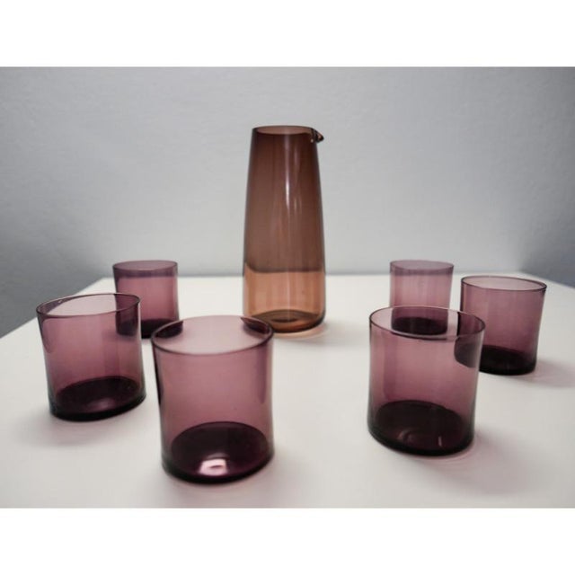 Smoked Glass Water Carafe and Glasses by by Timo Sarpaneva, 1960s, Set of 7 For Sale - Image 4 of 18