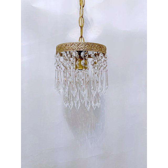 1950s Italian Brass Upside Down Layered Cake Chandelier For Sale - Image 10 of 10