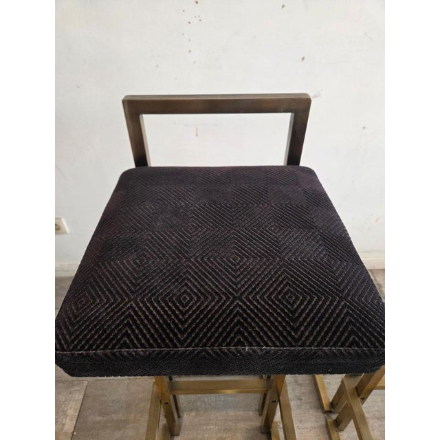 Brass Barstools in the style of Maison Jansen, 1975, Set of 2 For Sale - Image 4 of 9