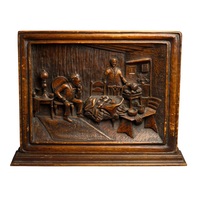 Black Forest Carved Wood High-Relief Plaque / Panel For Sale