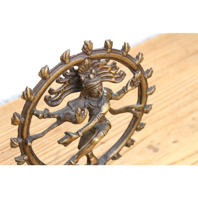 Burnished Brass Miniature Nataraja Deity For Sale - Image 4 of 9