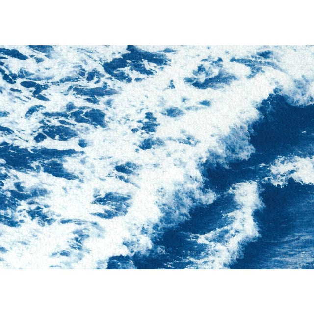 Art Deco 2020 "Rolling Waves Off Sidney" Seascape Cyanotype Diptych on Watercolor Paper by Kind of Cyan - Set of 2 For Sale - Image 3 of 12