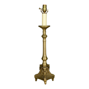 Early 19th Century Ornate Brass Candlestick Table Lamp