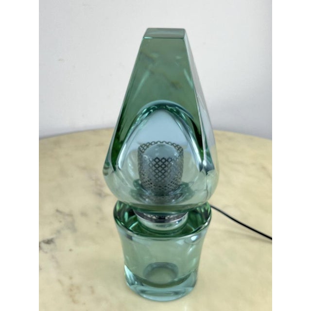 Teal Large Mid-Century Table Lamp in Nile Green Murano Glass attributed to Seguso, 1972 For Sale - Image 8 of 11