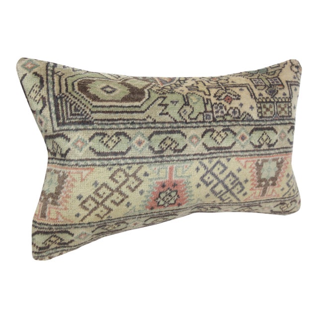 Hand Knotted Wool Lumbar Cushion Cover - 12'' X 20'' For Sale