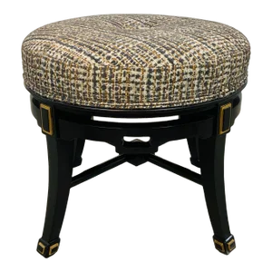 Currey & Co. Modern Camel and Taupe Tufted Scarlett Black Ottoman