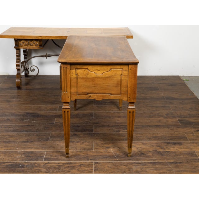 French Louis XVI Style 19th Century Walnut Table with Single Carved Drawer For Sale - Image 10 of 12