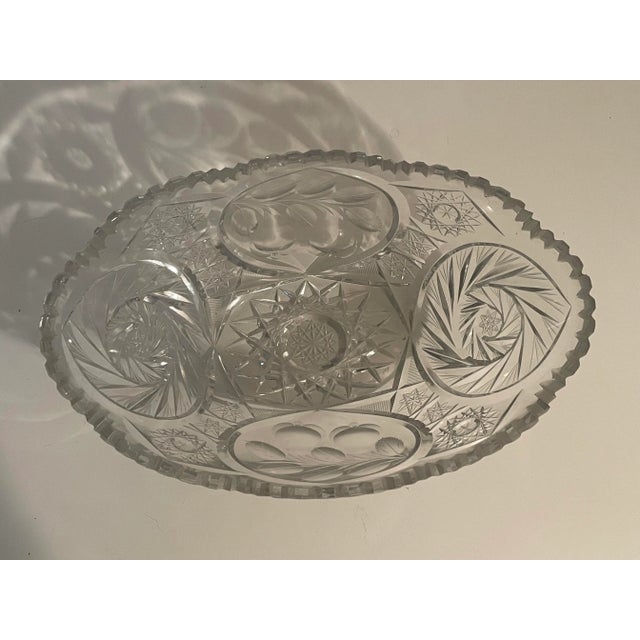 Victorian Antique Cut Glass Bowl - Large 12" - Pear and Hobstar Pattern For Sale - Image 3 of 8