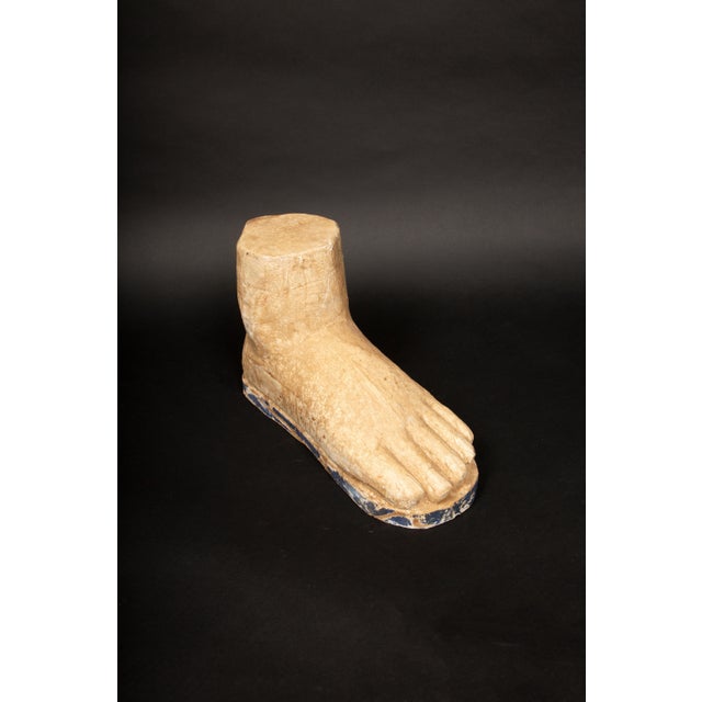Figurative Step Back in Time: A Large Carved Wooden Foot with Character- 16"L For Sale - Image 3 of 5