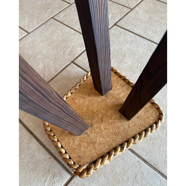 Set of 6 Vintage French Wood and Hemp Bar Stools Attributed to Adrien Audoux and Frida Minet For Sale - Image 14 of 18