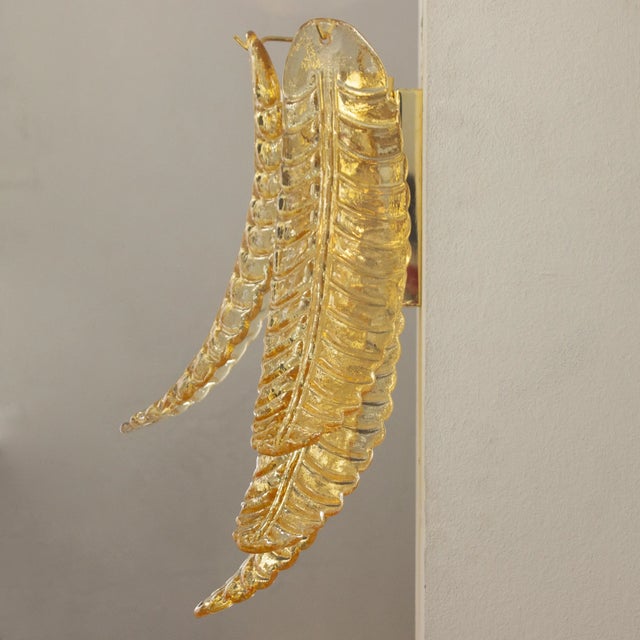 Vintage Wall Sconces in Amber Murano Glass, 1990s, Set of 2 For Sale - Image 6 of 12