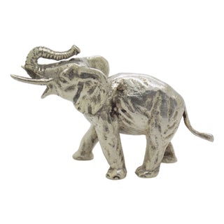 Large Vintage Italian Handmade Genuine Silver Elephant Figurine, 1940s For Sale