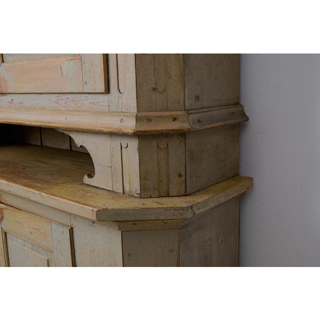 Blue Large Antique Swedish Gustavian Style Folk Art Handmade Pine Cabinet For Sale - Image 8 of 17
