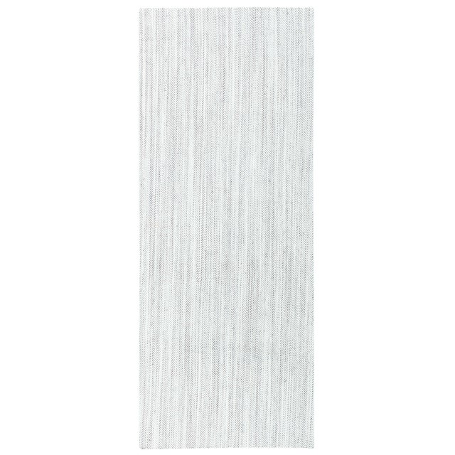 Modern Flatweave Striped Light Gray Runner "Rime" by Doris Leslie Blau For Sale