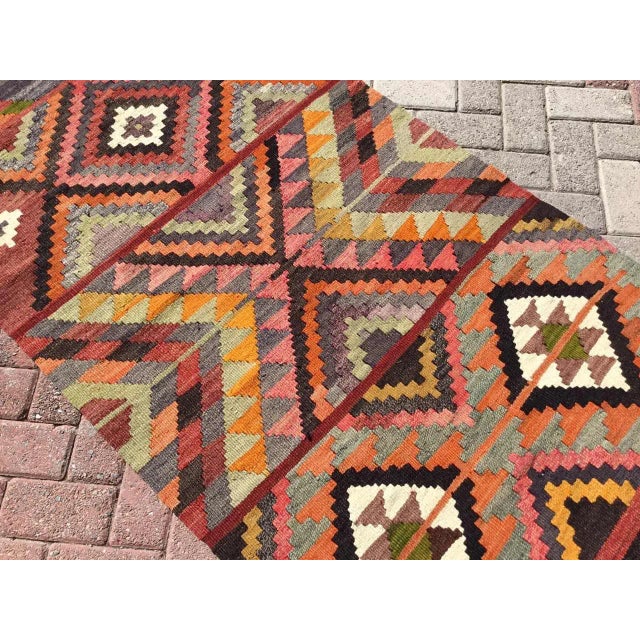 Red Vintage Turkish Kilim Runner - 39" X 144" For Sale - Image 8 of 11