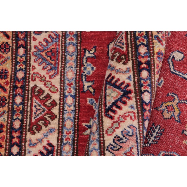 1990s Bohemian Super Kazak Red & Beige Wool Rug - 2'8'' X 4'5'' For Sale - Image 4 of 8