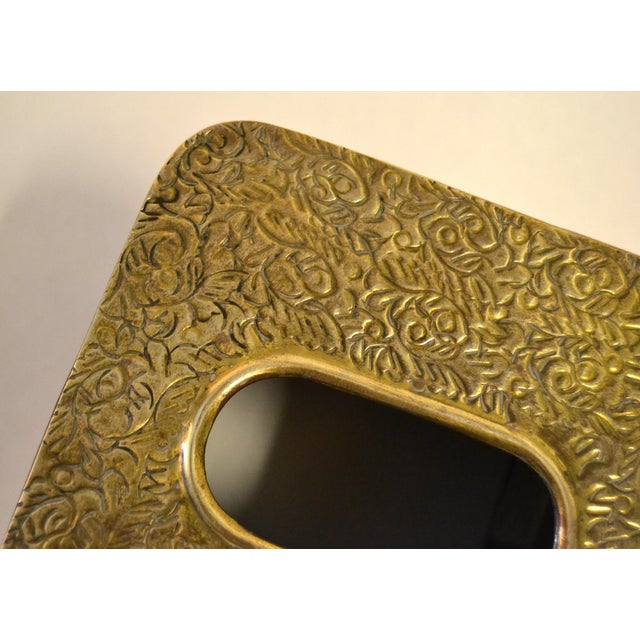 1970s Bohemian Hand Embossed Jewelry Gold Silver Tissue Box Cover Veratex India For Sale - Image 10 of 14