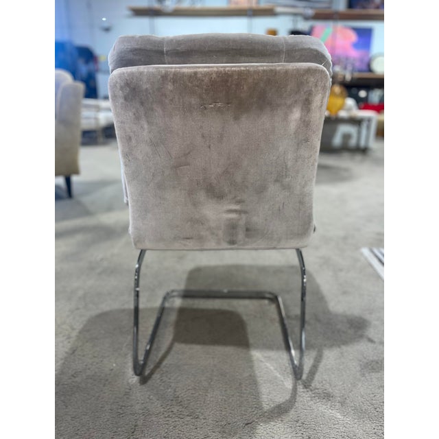 Roche Bobois 1975 Roche Bobois Gray Tufted Velvet Cantilever Chairs- Set of 2 For Sale - Image 4 of 12