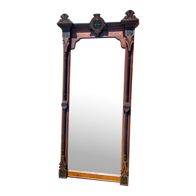 Antique Walnut Victorian Wall Pier Mirror 1880s For Sale