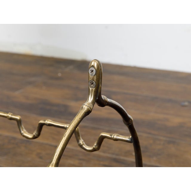 Mid 20th Century French Brass Faux Bamboo Wine Rack with Arching Motifs and Pad Feet For Sale - Image 11 of 12