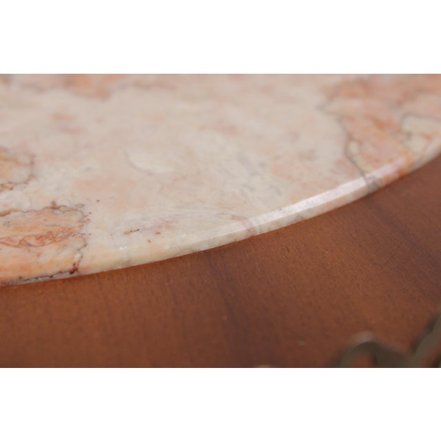 Vintage French Mahogany Pedestal Table W. Inset Marble Top For Sale In Philadelphia - Image 6 of 9