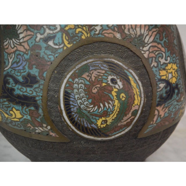 Gold Japanese Edo Period Bronze and Cloissonne Vase For Sale - Image 8 of 10