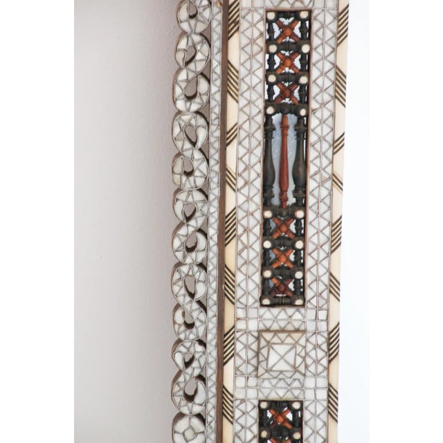 White Shell Inlaid Antique Middle Eastern Damascene Syrian Mirror 66" For Sale - Image 15 of 15