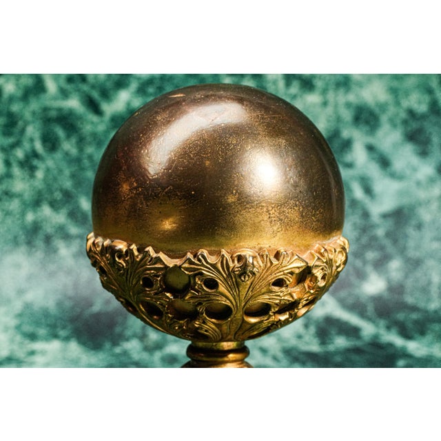 Beautiful Antique Ornate Gold Decorative Ball Orb Home Decor Art Decorative Object Architectural Salvage For Sale - Image 4 of 10