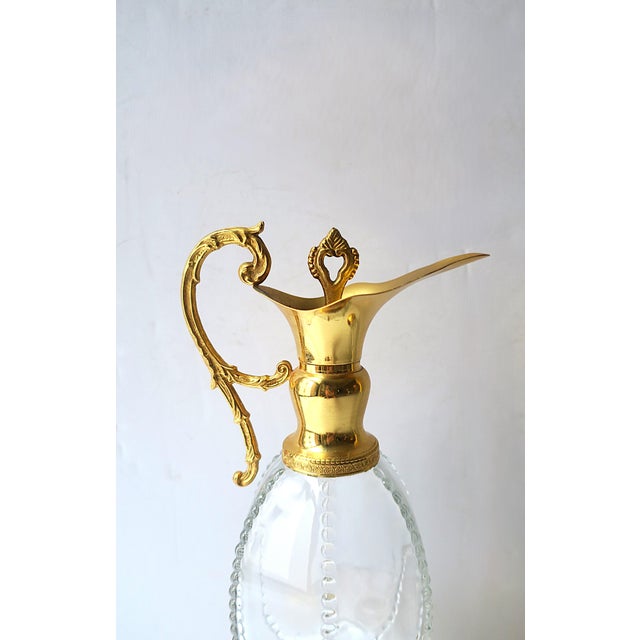 Gold Italian Wine or Water Pitcher Ewer Decanter, Pair For Sale - Image 8 of 12