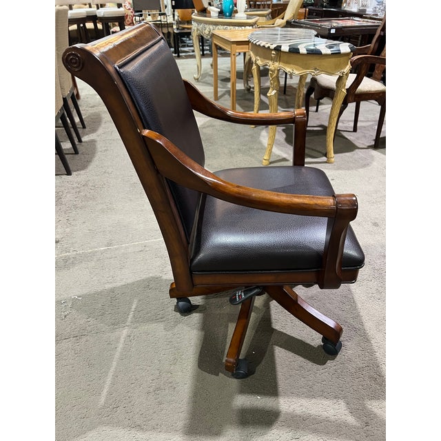 Hillsdale Home Dark Wood and Leather Game Table With Chairs For Sale - Image 9 of 9