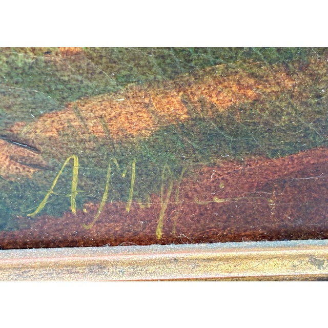 Wood Early 19th Century English Farm Yard Oil on Canvas For Sale - Image 7 of 10