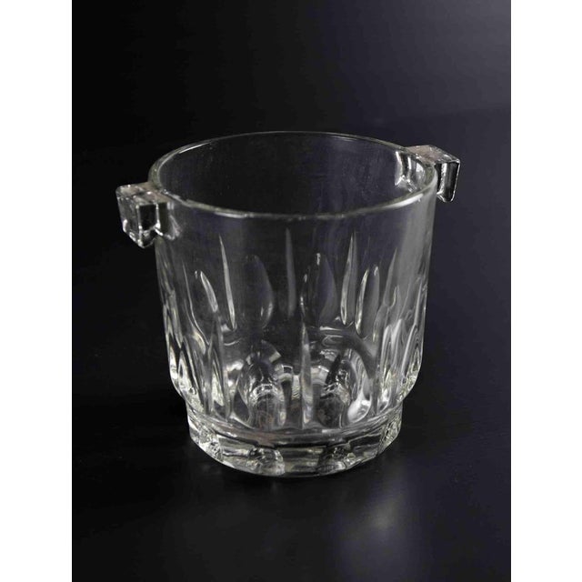 Glass ice bucket is an original decorative object realized in the 1970s. Original art glass. Made in Italy. Dimensions: 12...