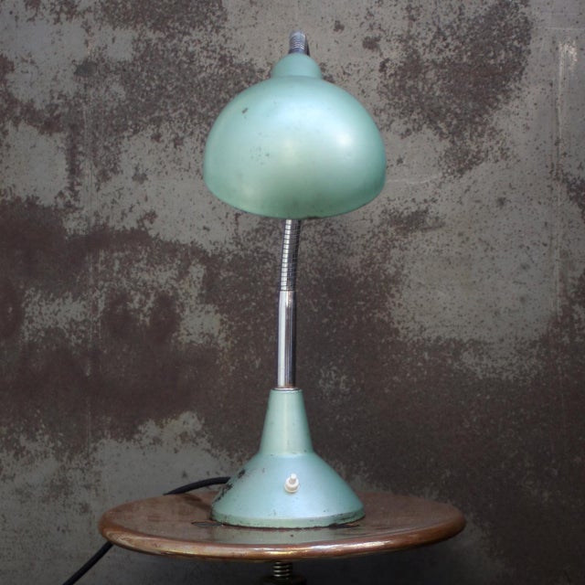 Vintage French Industrial Metal Machinist Table Light For Sale - Image 4 of 6