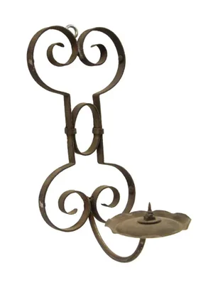 Wrought Iron and Brass Wall Mount Candle Holder