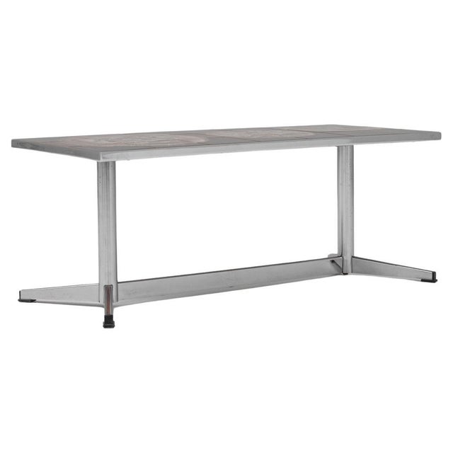 20th Century French Chrome Coffee Table With Ceramic Top By Juliette Belarti For Sale - Image 15 of 18